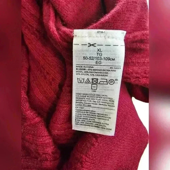 Banana Republic Filpucci Sweater Cable Knit Wool Cashmere Blend Size XL Maroon - Picture 7 of 9